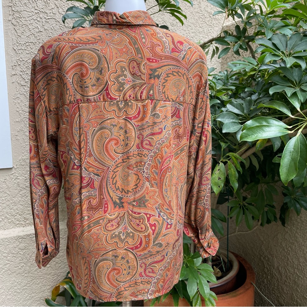 Vintage multicolored Liz Claiborne rayon button down blouse - Picture 8 of 12